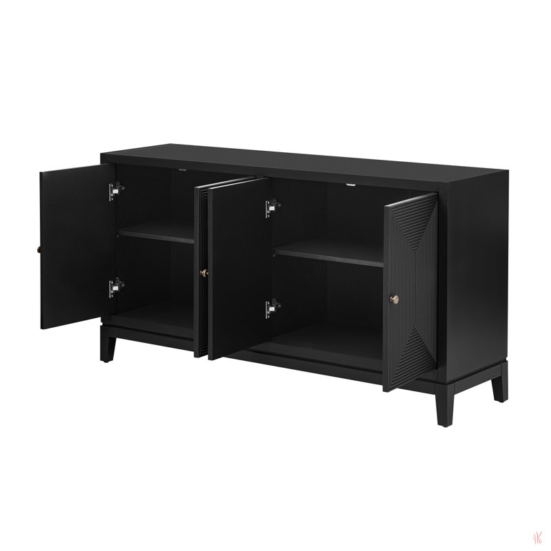 Buffet de rangement élégant avec rangement vertical, idéal pour le bureau, l'entrée et le salon, Noir, noir, noir, noir