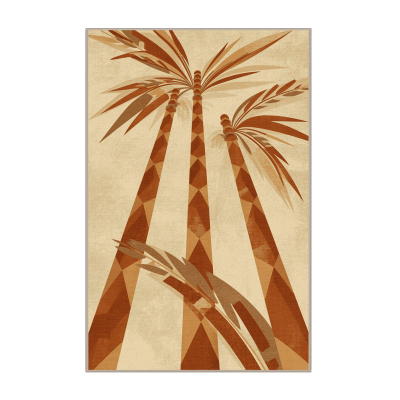 Tapis géométrique beige lavable à la machine Ortmund Sugarcane, 7 x 9