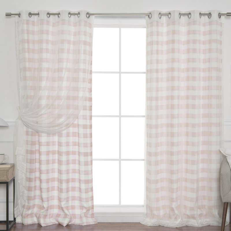 Paire de rideaux semi-transparents avec œillets Axl, Rose