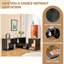 Meuble télé moderne en bois aggloméré noir, console multimédia extensible et personnalisable, centre de divertissement à combinaison libre avec tablettes de rangement ouvertes pour le salon, la chambre à coucher et le bureau
