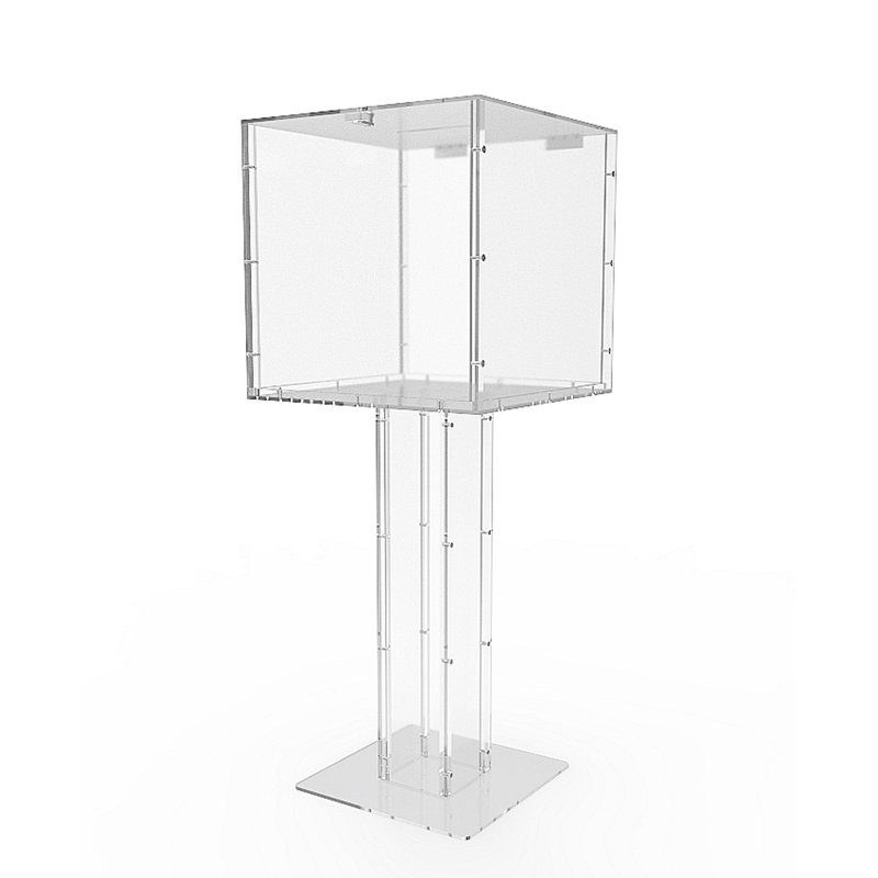 Fixturedisplays® 15X15x38" Clear Plexiglass Large Floor Standing Tithing Box Offering Box Ballot Box 14316
