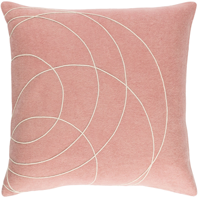 Coussin en laine Bold, Mauve / crème, 22 po x 22 po, Duvet / plume
