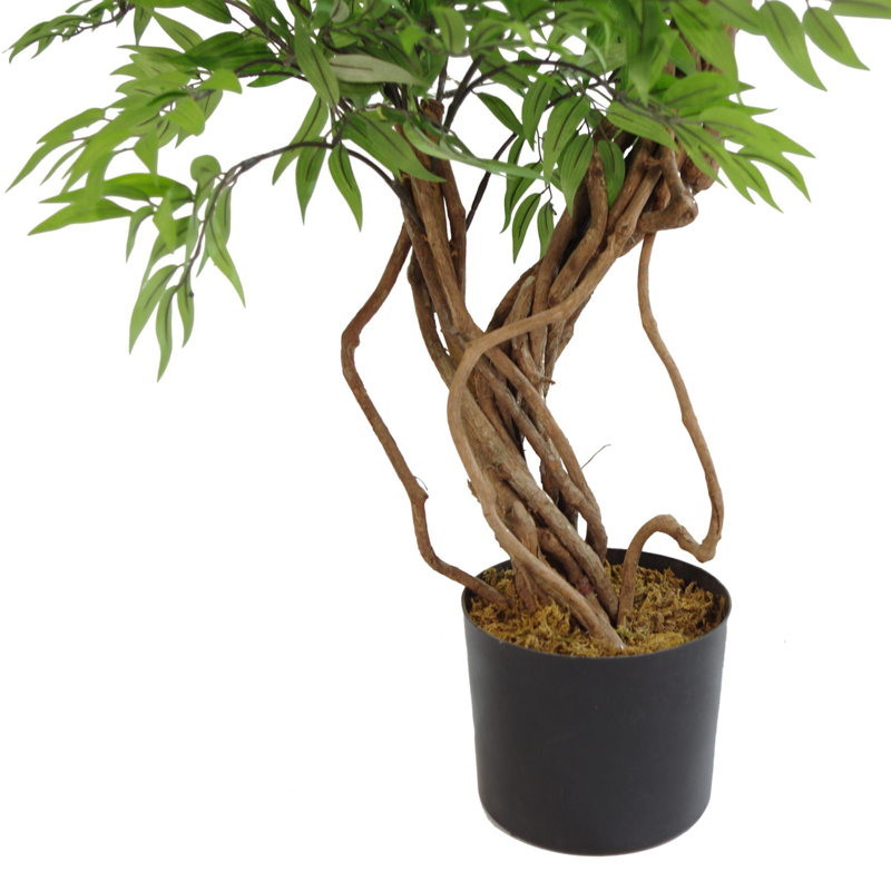 140cm Faux Tree in Metal Planter, Gold
