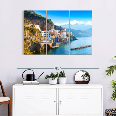 " Amalfi Coast Daylight Wall Art Multi Piece Canvas Print " 3 - Pieces