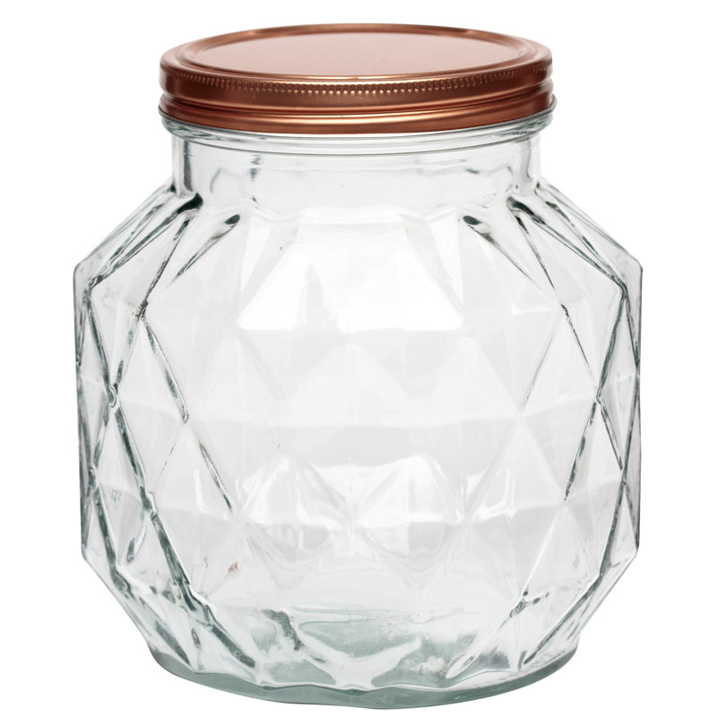 Glass Jar, 7" H x 6.5" W x 6.5" D