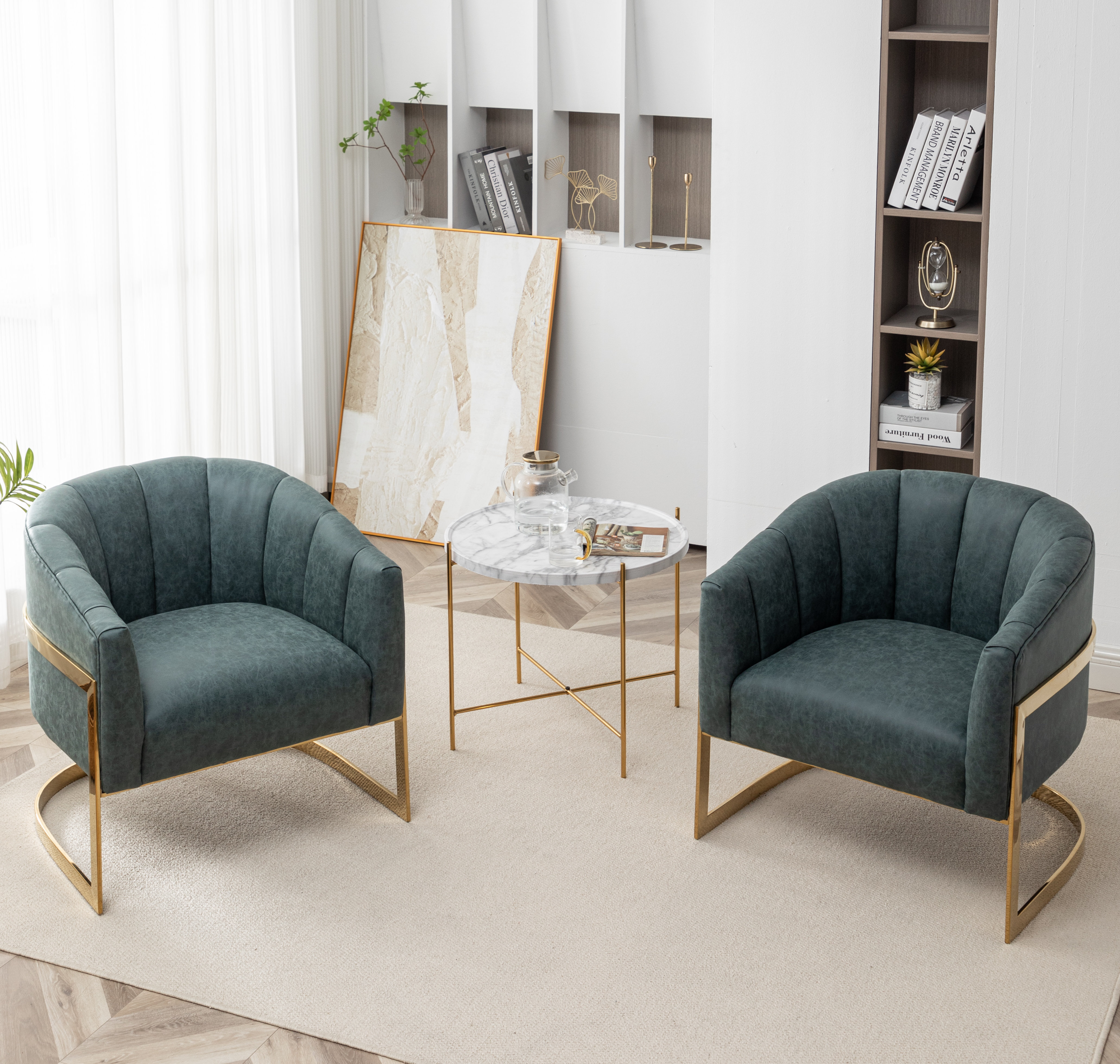 Tellico Channel Tufted Faux Leather Barrel Chair