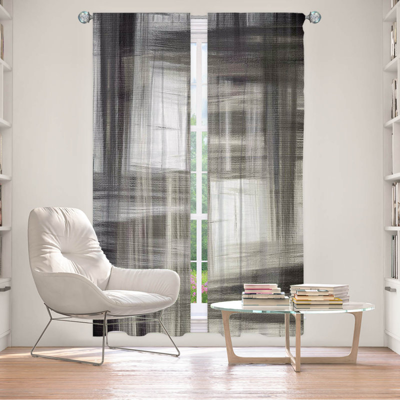 Rideau en polyester, L 20 po x L 61 po, Gris