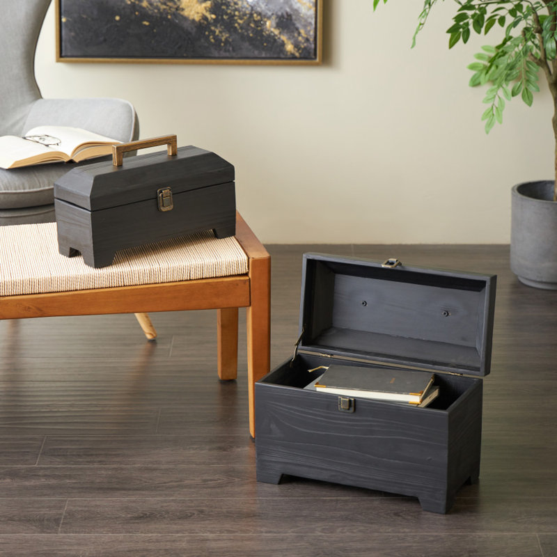 Boîte décorative en bois faite à la main avec loquets et poignées en laiton