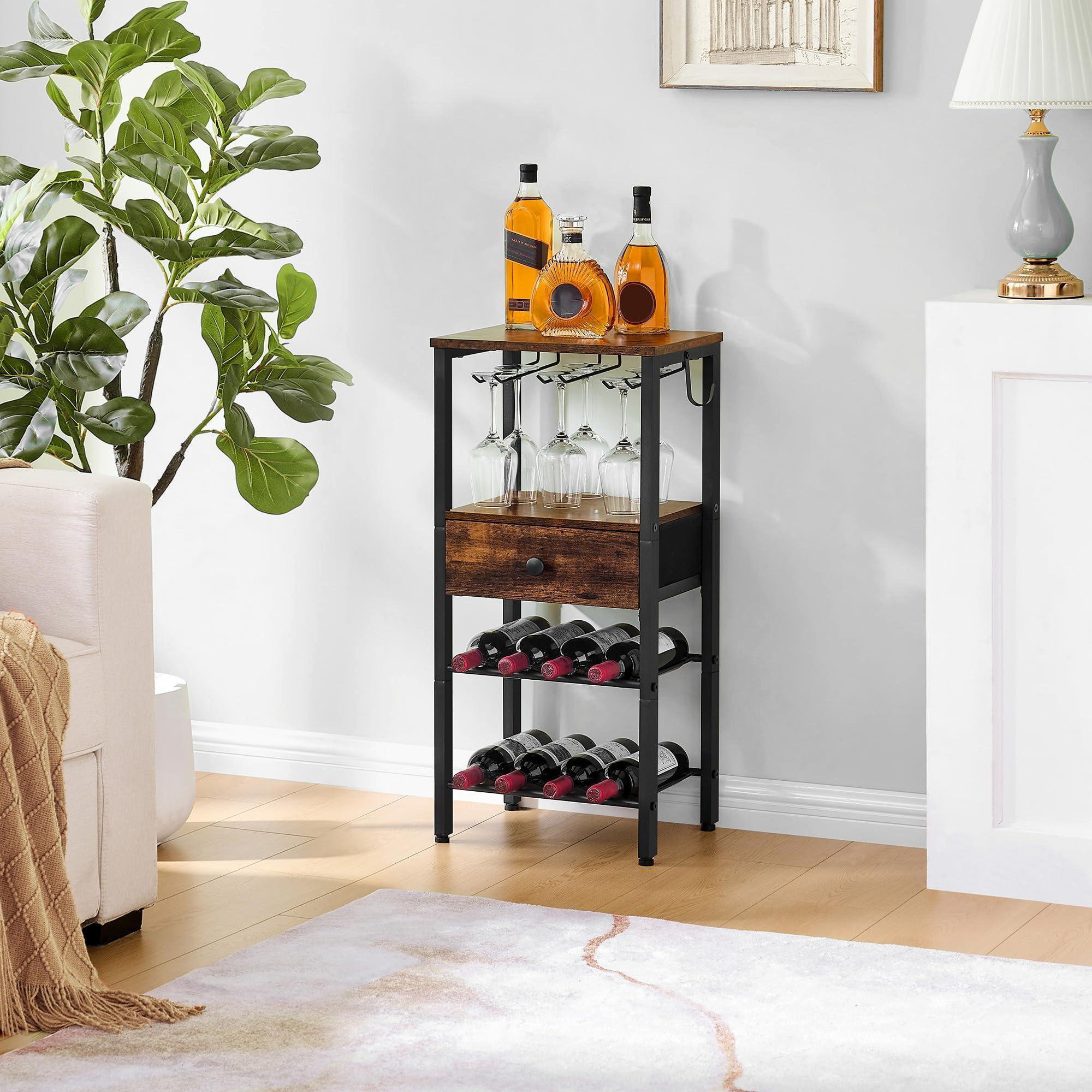 17 Stories Wine Rack Freestanding Floor, 2 Tier Wine Rack Table With ...