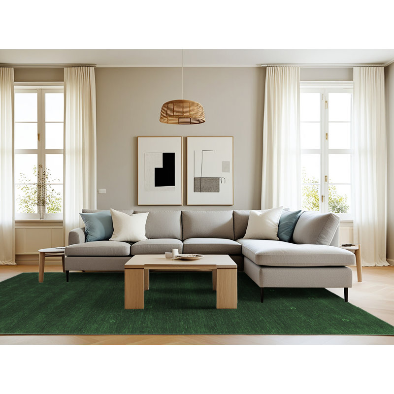 Tapis contemporains vert émeraude lavable à la machine Contemporary, Rectangle 8 pi x 12 pi