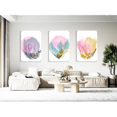 " Abstract Flowers " 3 - Pieces