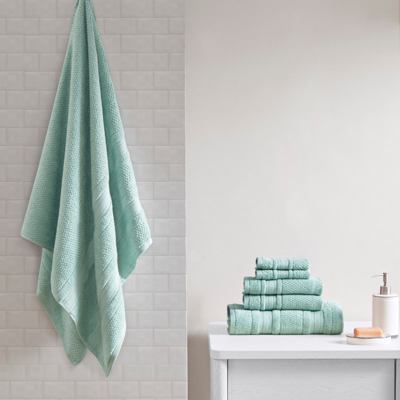 Super Soft Cotton Quick Dry Bath Towel 6 Piece Set, Seafoam