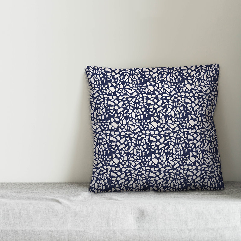  Coussin Dash, 16 po x 1 po, Bleu marine / blanc géométrique 2