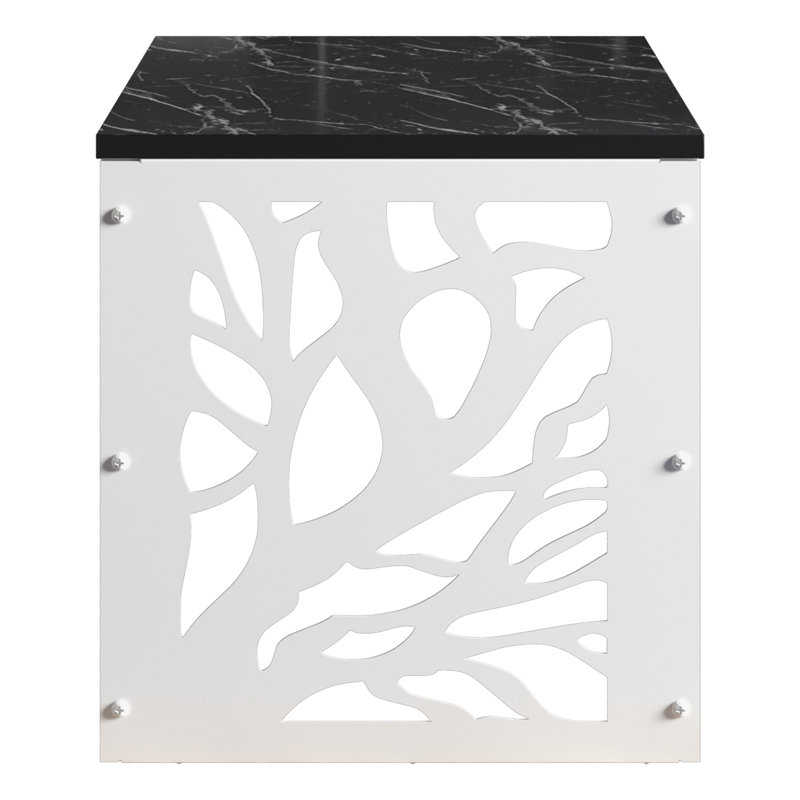 Block End Table, White, Black
