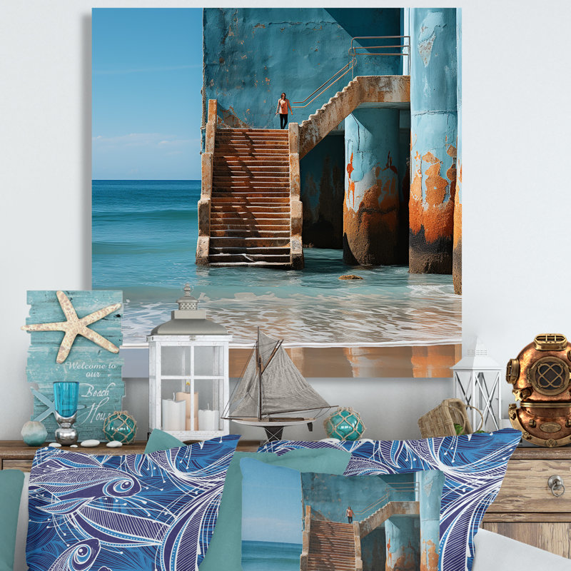 «Beach Pier Urban Waterscapes I», reproduction sur toile, Toile tendue, H 16 po x l 16 po