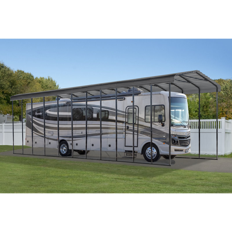 Galvanized Steel Rv Carport, 14X51X14, Charcoal
