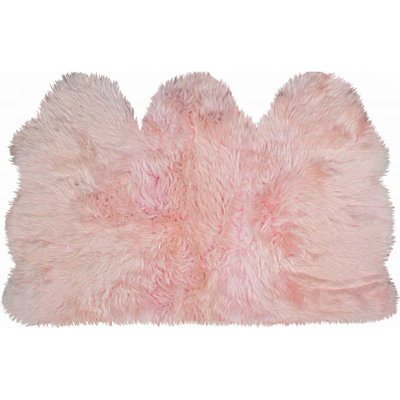 Tapis rose en peau de mouton naturel 3 po x 5 po