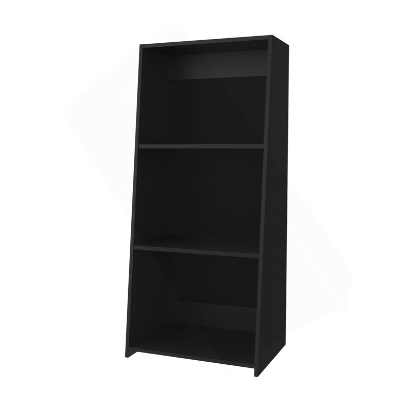 Bibliothèque Anthem en mélamine avec trois tablettes, noir, Noir