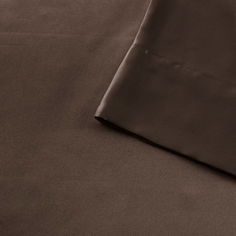Ensemble de draps en satin 6 pièces Gracie Mills Coralie, Ensemble de draps pour lit très grand californien, Brun