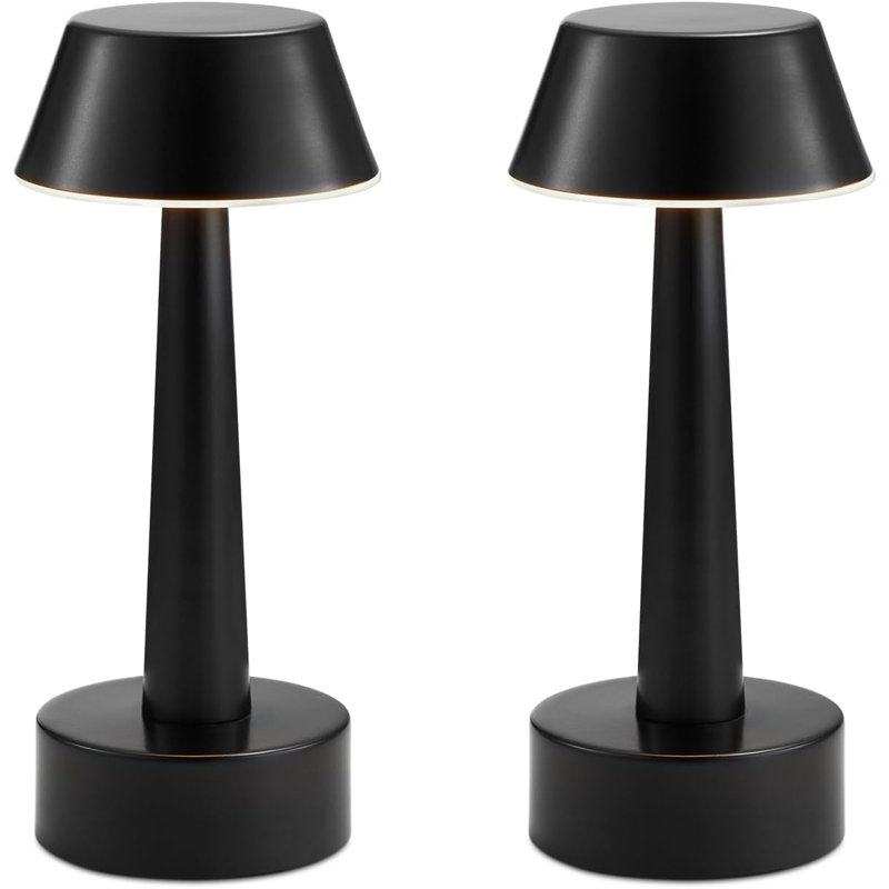 Portable Cordless 3-Way Dimmable Touch Table Lamps, Rechargeable Battery-Operated LED Metal Night Light [2 Pack]