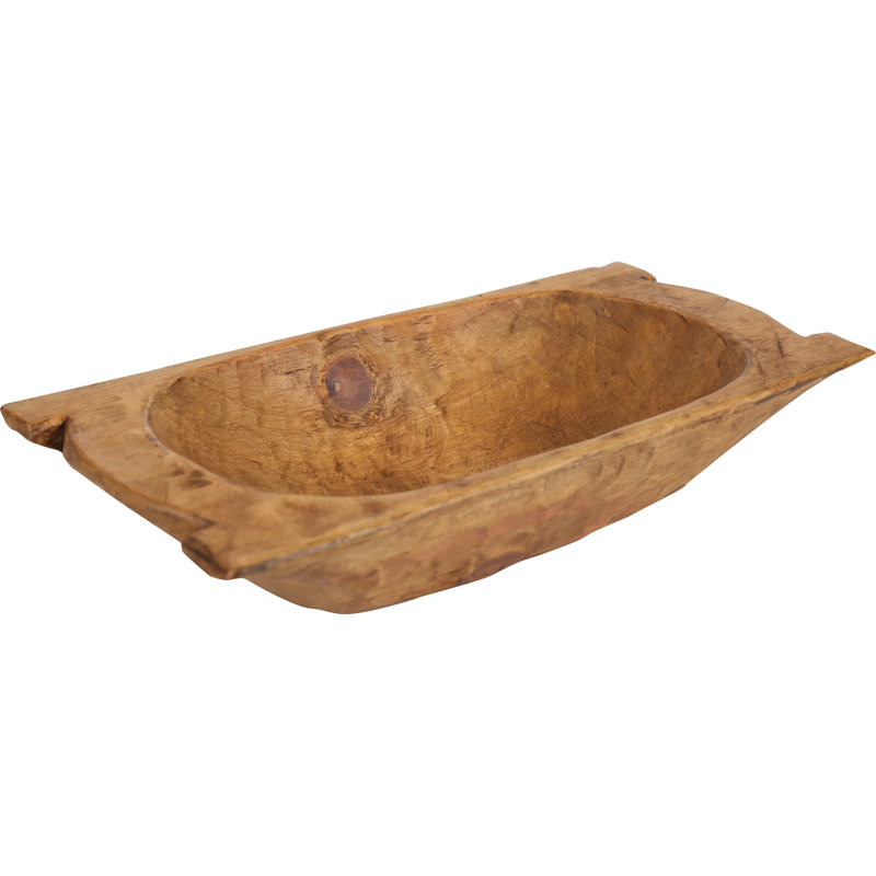 Valentia Hand-Carved Solid Wood Rectangular Decorative Bowl , Dark Brown