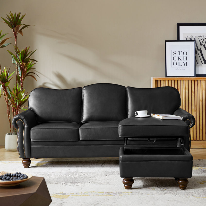 Dielle Transitional 2 Piece Sectional Sofa, Black