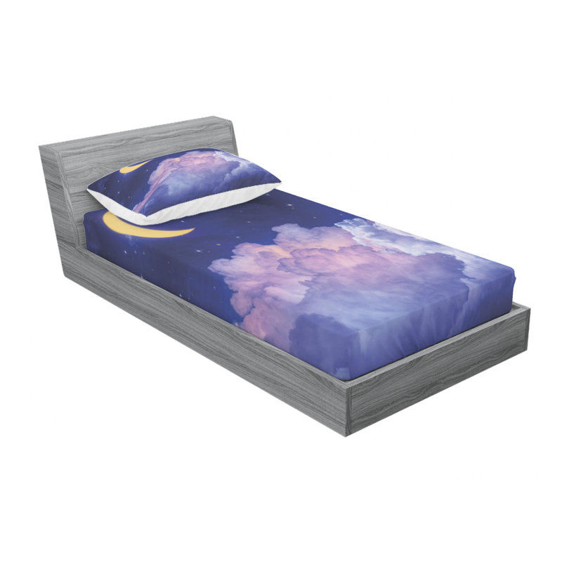 Microfiber Sheet Set, Twin XL Sheet Set with Fitted Sheet, Cloudy Sky of the Moon