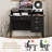 2-Piece Office Set, S-Shape Open Bookshelf & Computer Desk Set,  Modern Computer Desk with Storage Drawers +6-tier tall bookcase-2019345173