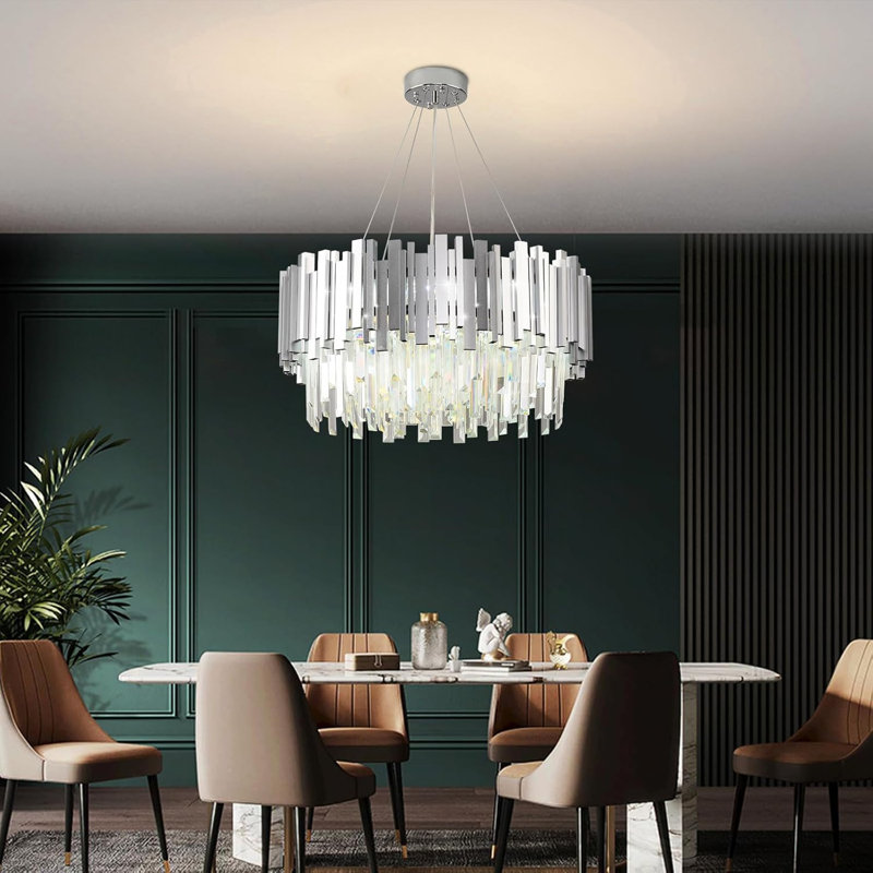 10 - Light Chandelier, Length 55cm, Silver