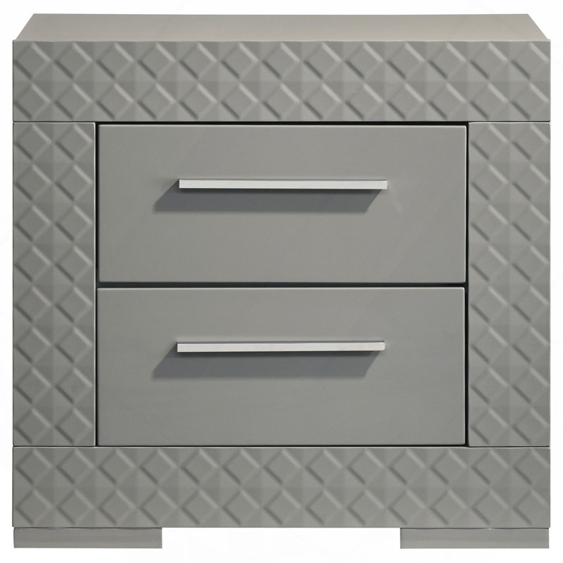 Table de chevet 2 tiroirs Pierce Grey, Gris