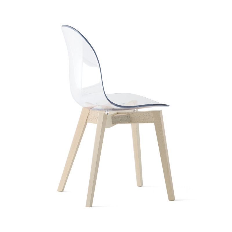 Academy Armless Chair with Wooden Frame, Transparent/Bleached Beech