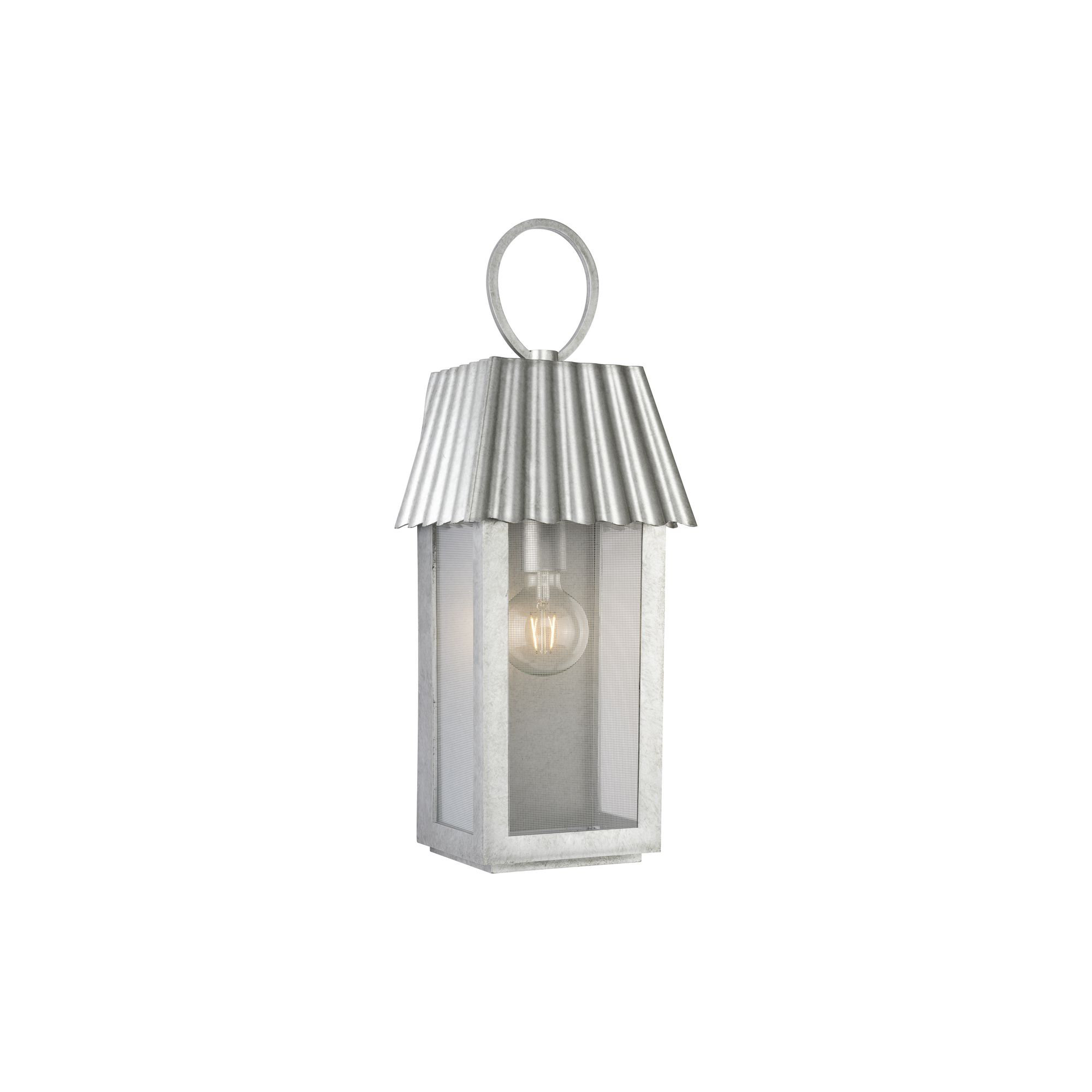Godin Single Light Outdoor Wall Light, Galvanized, 22.38" H x 8.5" W x 7.13" D