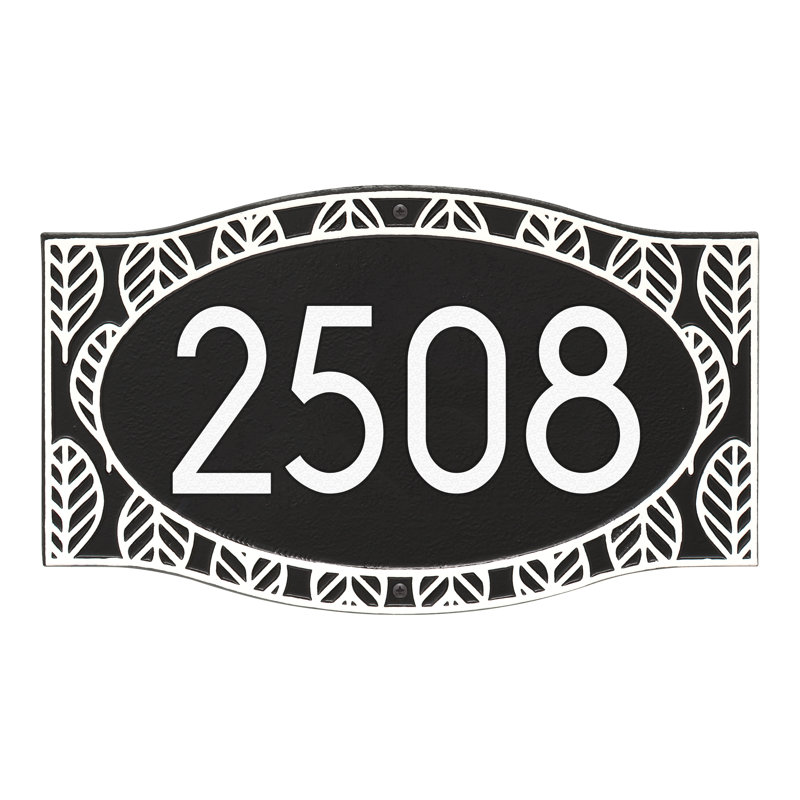 Frond Neohaus 1-Line Personalized Wall Address Plaque, Yes, Black/White