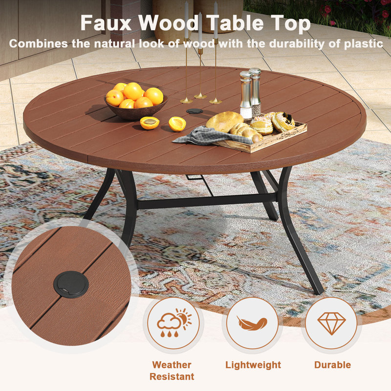 patio dining table, Brown