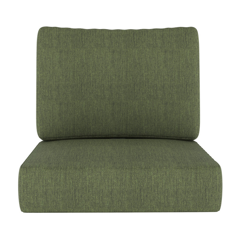 Amala Outdoor Sunbrella Seat/Back Cushion, Sunbrella® Canvas Fern, 25" W x 25.5" D