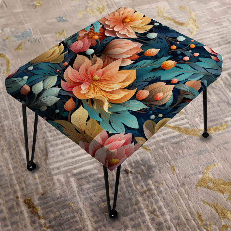 Painterly Patel Petals Of Yellow And Green Flowers - Floral Rectangle Ottoman