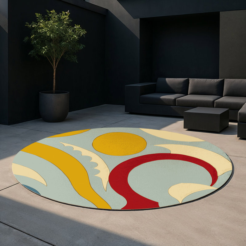 Tapis intérieur et extérieur Snazzy Streak, Rond 5 pi