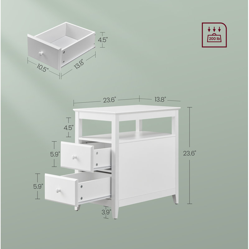 Andru 2 - Drawer End Table, White