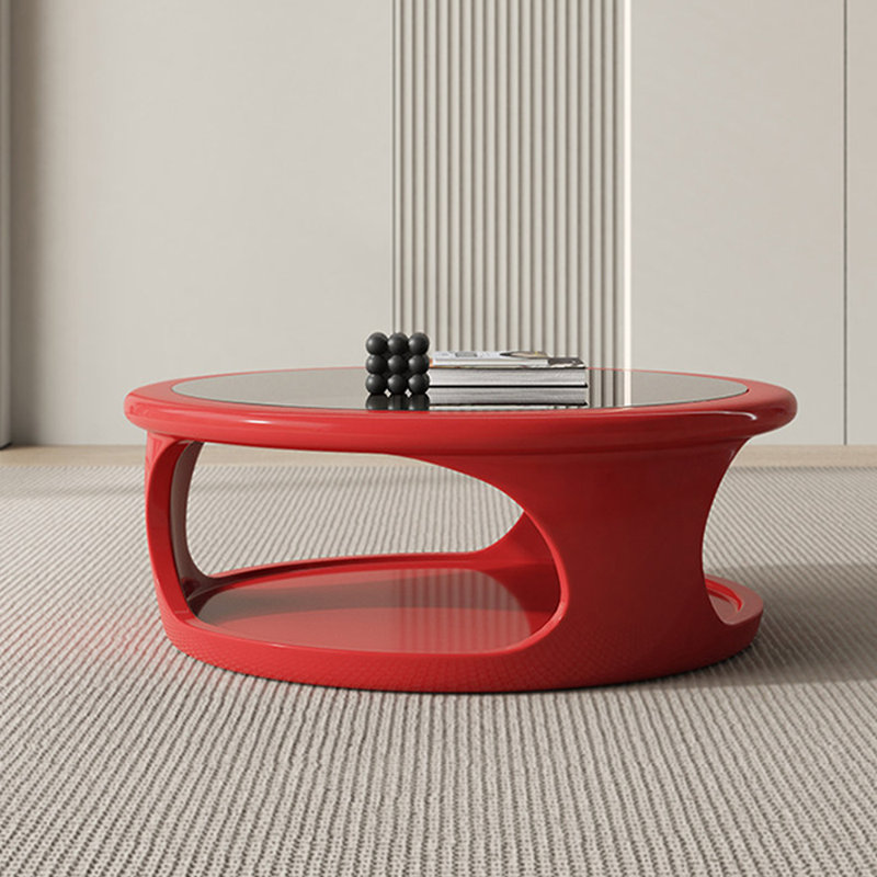 Table basse de salon en verre trempé, Rouge