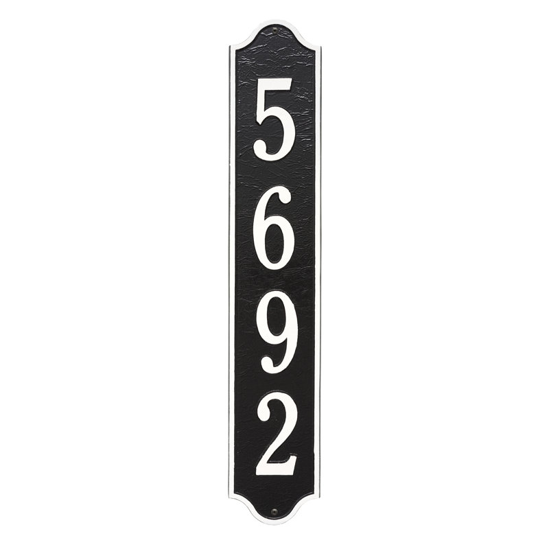 Plaque d'adresse murale 4 lignes Admiral, Noir / Blanc