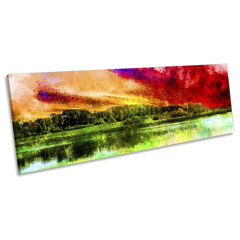 Modern Abstract Sunset Scene - Wrapped Canvas Panoramic Print, 30.48cm H x 91.44cm W
