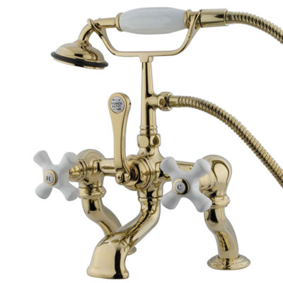 Robinet de baignoire à fixation sur plateau à poignée triple avec douche à main à pattes Hot Springs