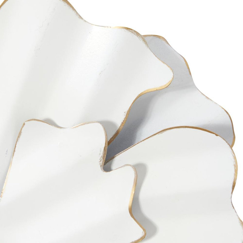 Metal 3D Floral Wall Decor with Edges Set, White
