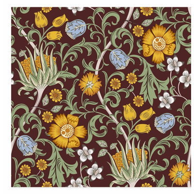 Motif floral de style William Morris, reproduction d'art classique sans cadre