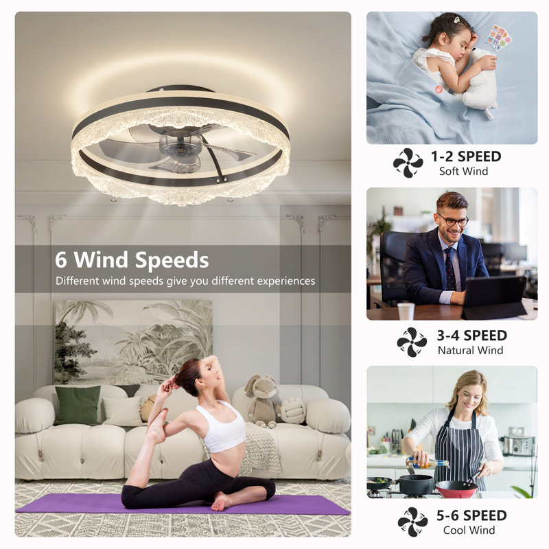 Ventilateur de plafond avec lumière encastrée Quiet, 20"