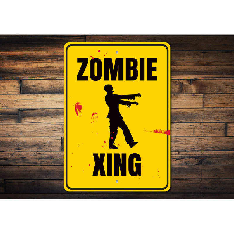 Panneau en aluminium Zombie Crossing, H 18 po x l 12 po x P 0,06 po