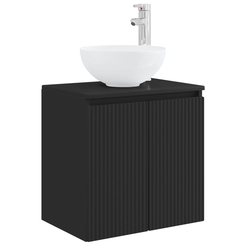 Single Bathroom Vanity with Ceramic Basin, Black