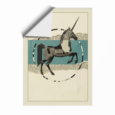 Leaping Unicorn Art Deco - Framed Print