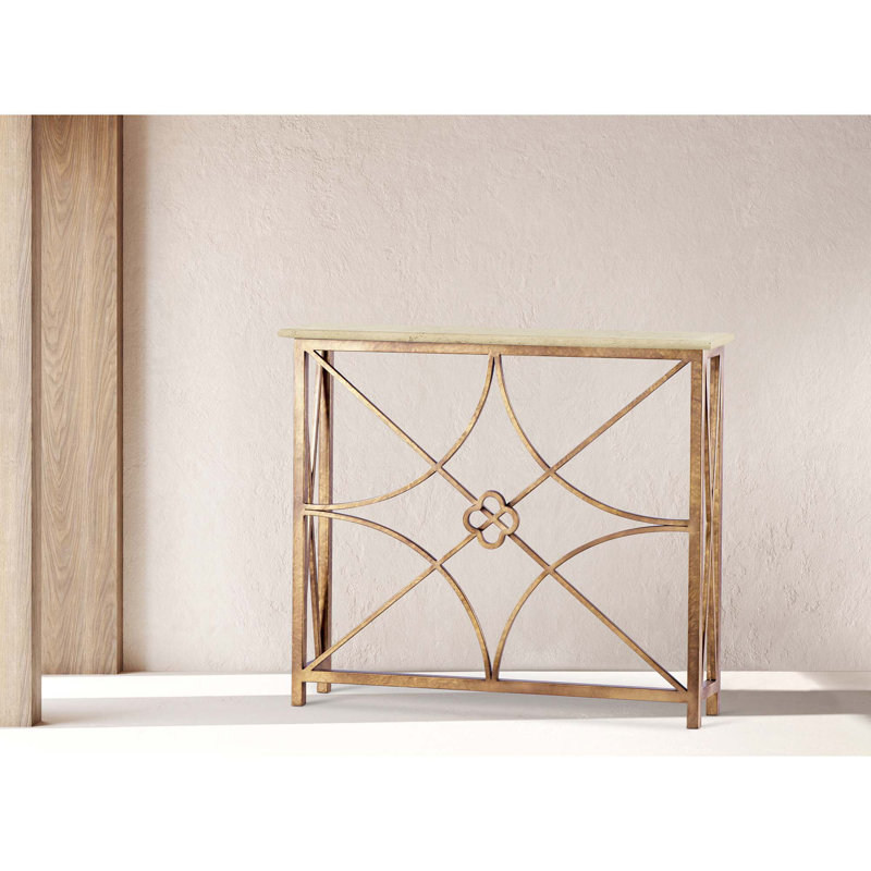 37" Console Table, Carrera Marble, Royal Gold