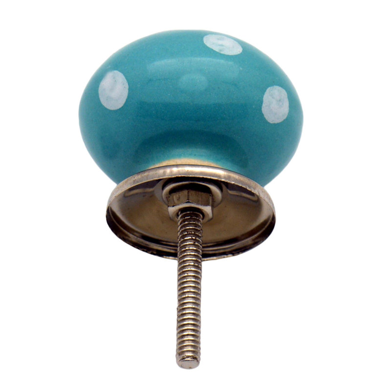Nicola Spring - Round Ceramic Cabinet Knobs, Turquoise/White